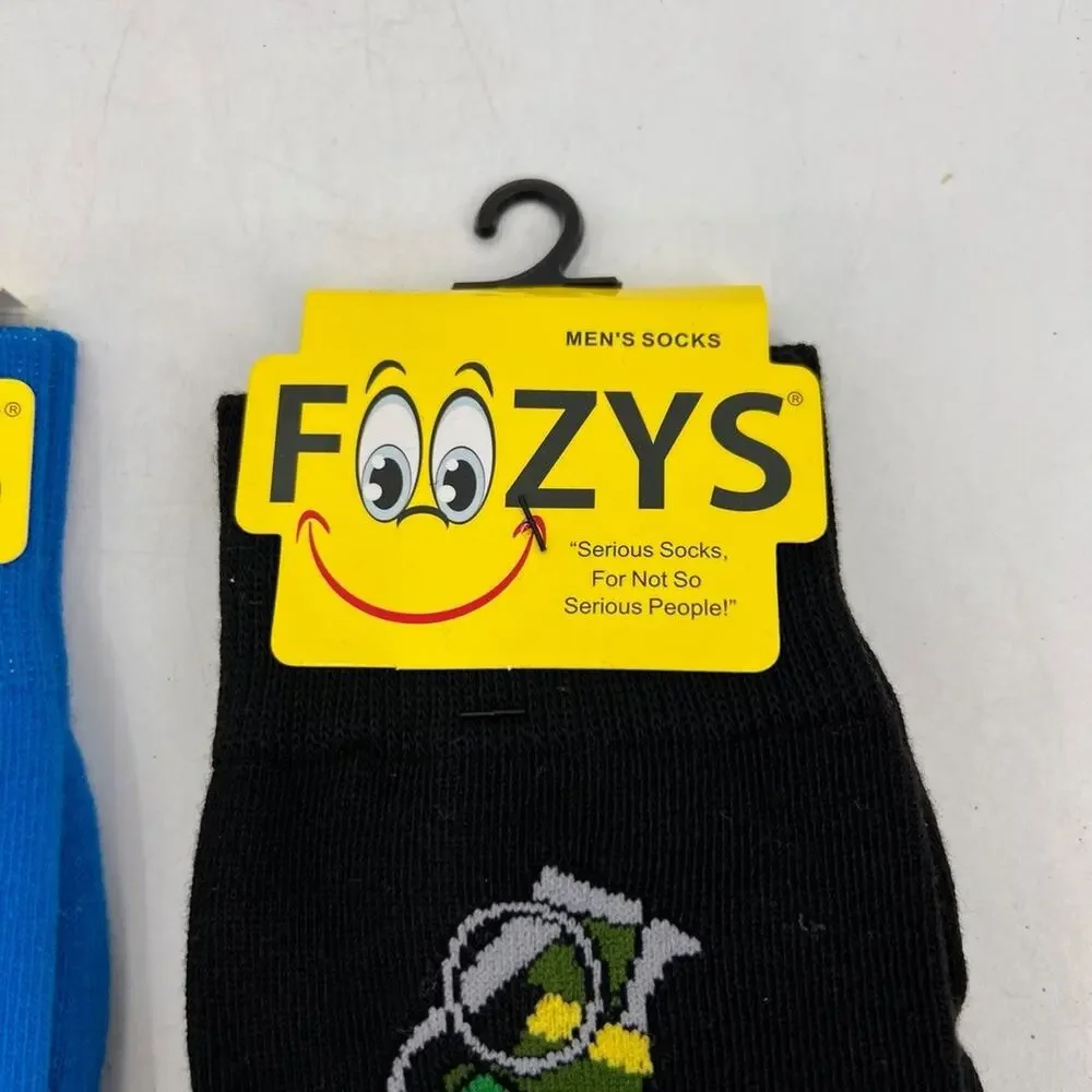 Foozys Socks Mens 6-12 Grenades Stretch Crew Novelty Military Themed Lot 4 Pairs